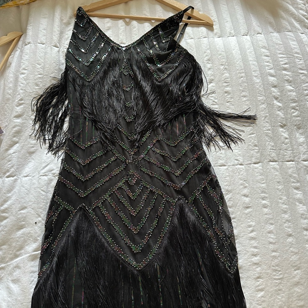 Elegant Black Fringe Dress